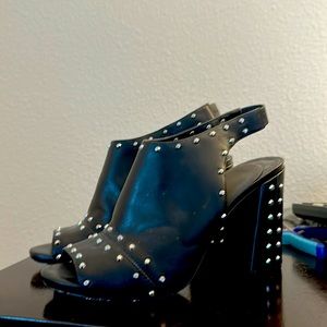 Black studded chunky heel